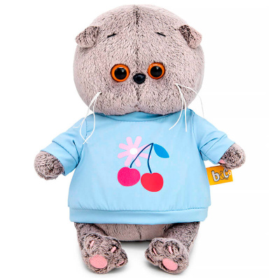 Мягкая игрушка Кот Басик Baby в свитшоте с ягодно-цветочным принтом Budi Basa BB-166 1